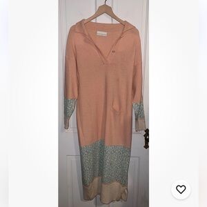 Vintage STEVE FABRIKANT Santana Knit Wool Blend Midi Sweater Dress Coral S M L